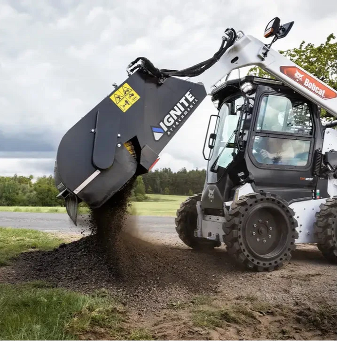 Heavy-Duty Sweeper Bucket for Skid Steers & Compact Track Loaders - Ignite Attachments