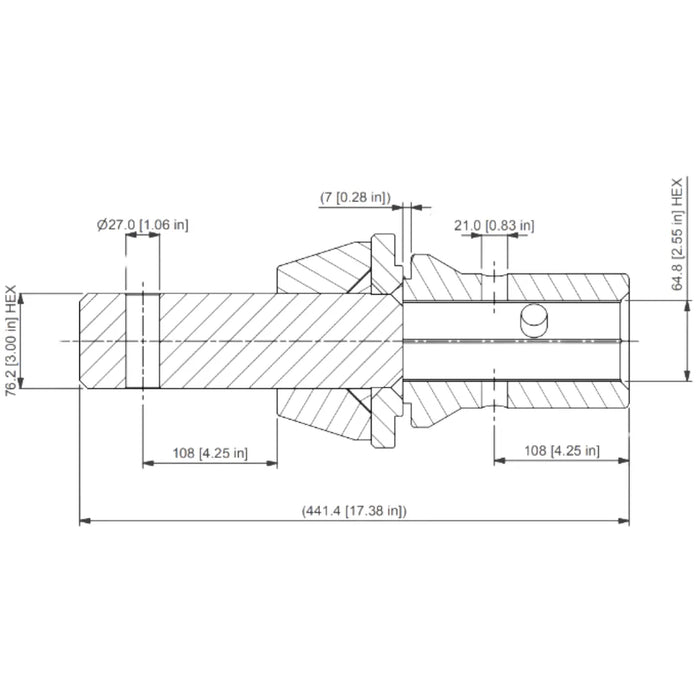 Digga Auger Adapter - 2.5" Hex Female to 3" Hex Male