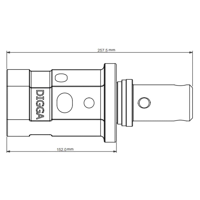 Digga Auger Adapter - 2" Hex Female to 2" Round Male