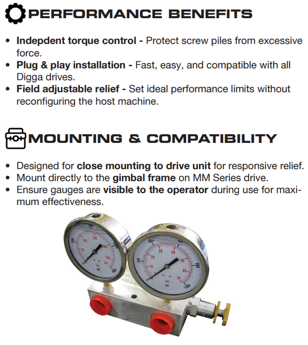 Digga Inline Pressure Relief Valve (PRV) – Hydraulic Drive Protection