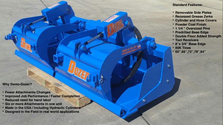 Skid Steer Demolition & Scrap Grapple Attachment - Demo Dozer
