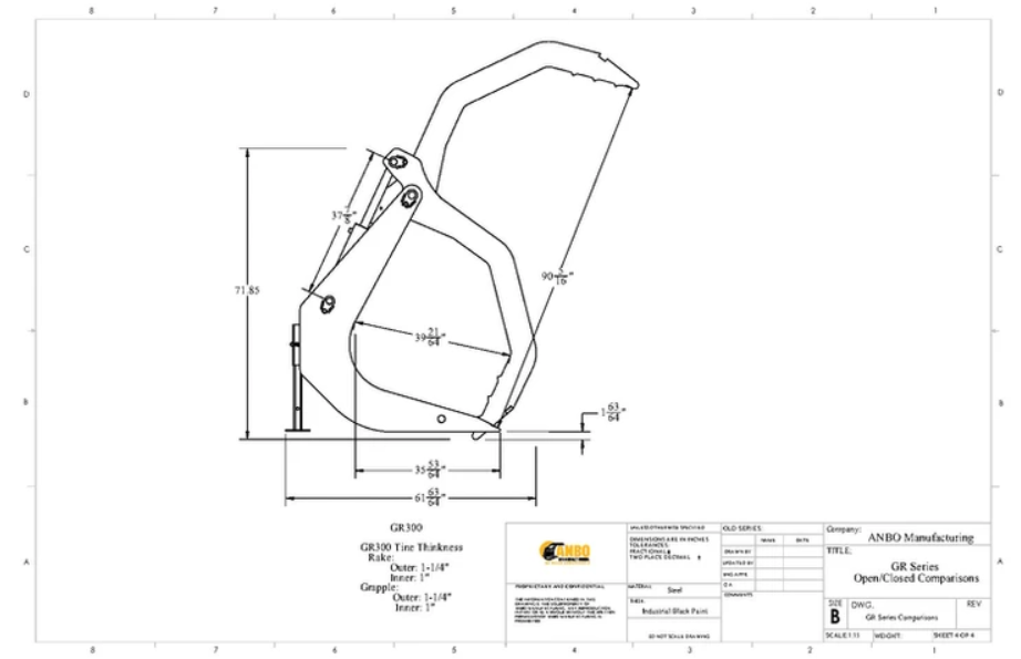 Root Rake Grapple Attachment (GR300) - ANBO