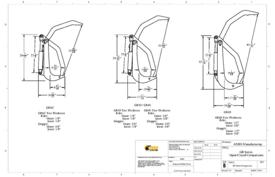 Root Rake Grapple for Skid Steers & Compact Tractors (GR60-6) - ANBO
