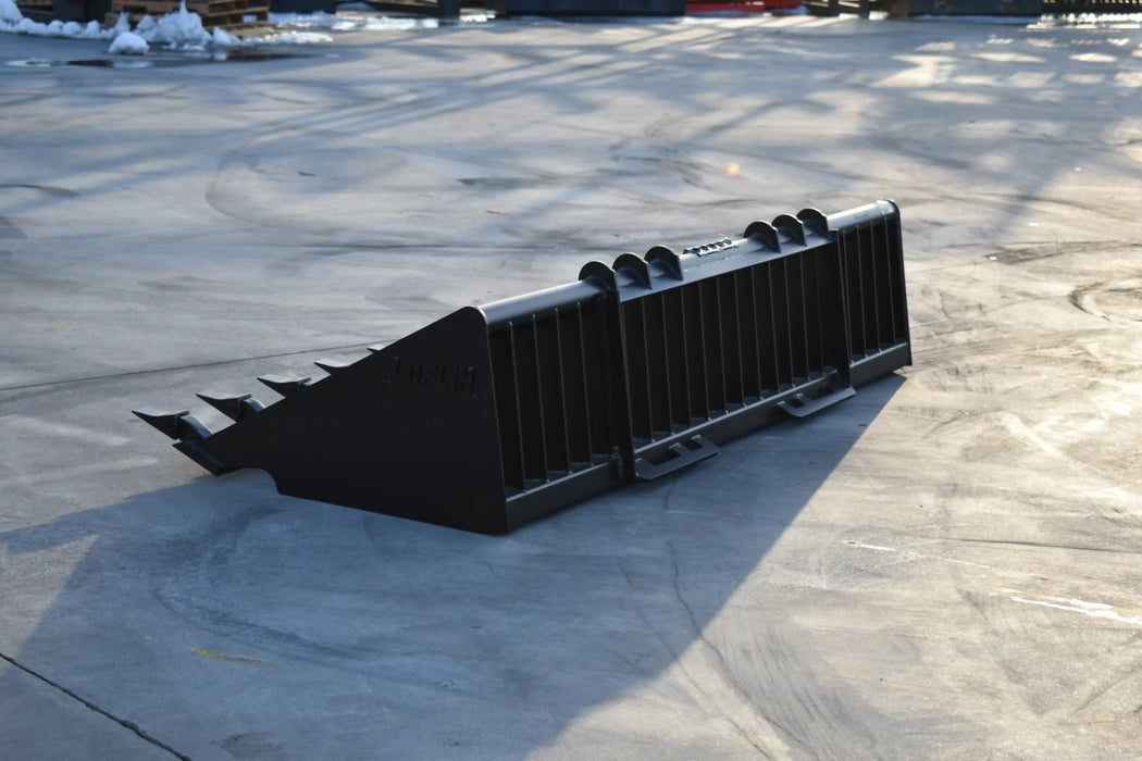 Skid Steer Rock Bucket with Teeth (Old Style) - Loflin Fabrication