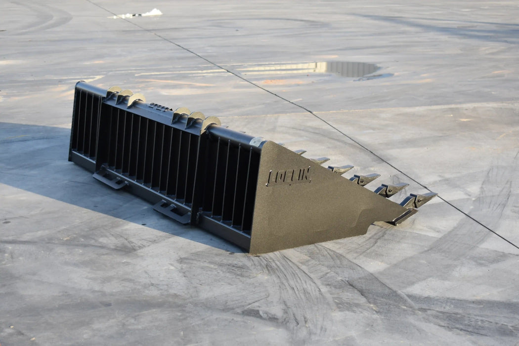 Skid Steer Rock Bucket with Teeth (Old Style) - Loflin Fabrication