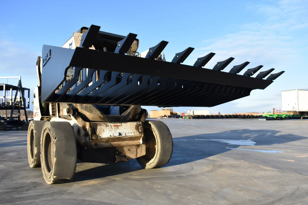 Skid Steer Rock Bucket with Teeth (Old Style) - Loflin Fabrication