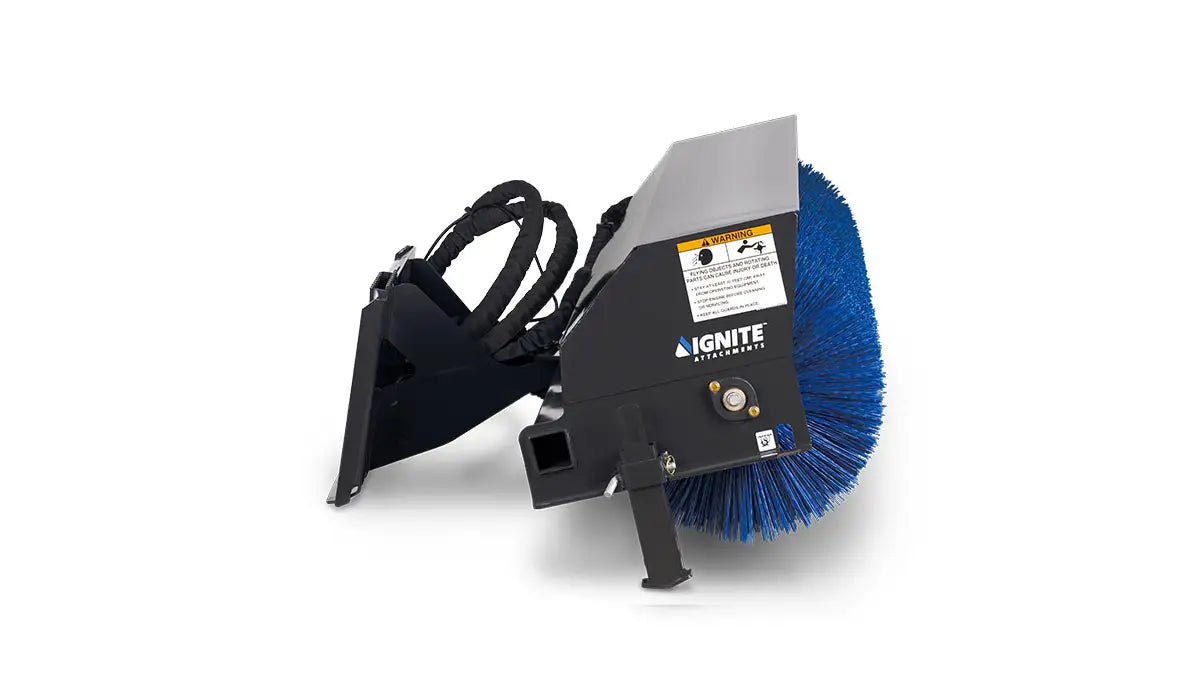 72" Hydraulic Angle Broom for Skid Steers - 16–24 GPM - Ignite Attachments