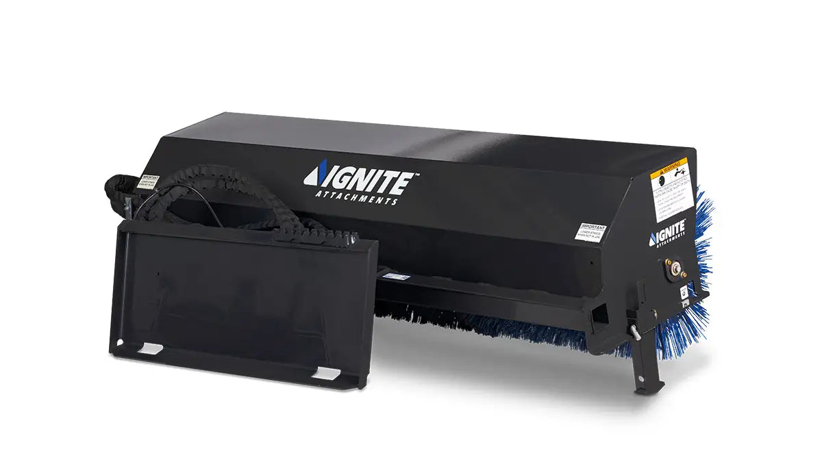 72" Hydraulic Angle Broom for Skid Steers - 16–24 GPM - Ignite Attachments