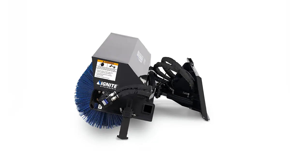 72" Manual Angle Broom for Skid Steers - 16–24 GPM - Ignite Attachments