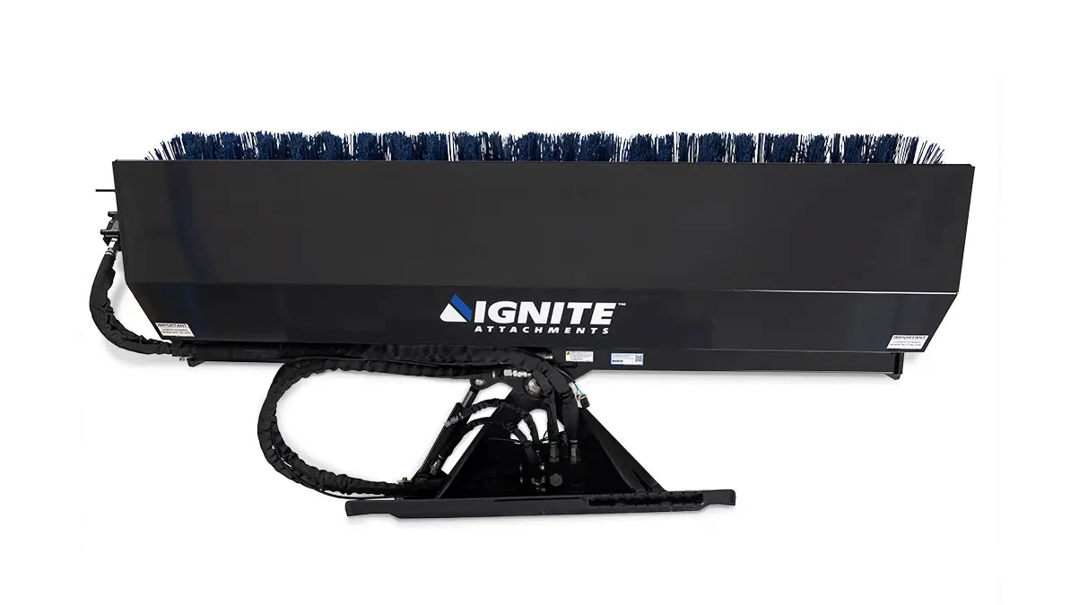 72" Manual Angle Broom for Skid Steers - 16–24 GPM - Ignite Attachments
