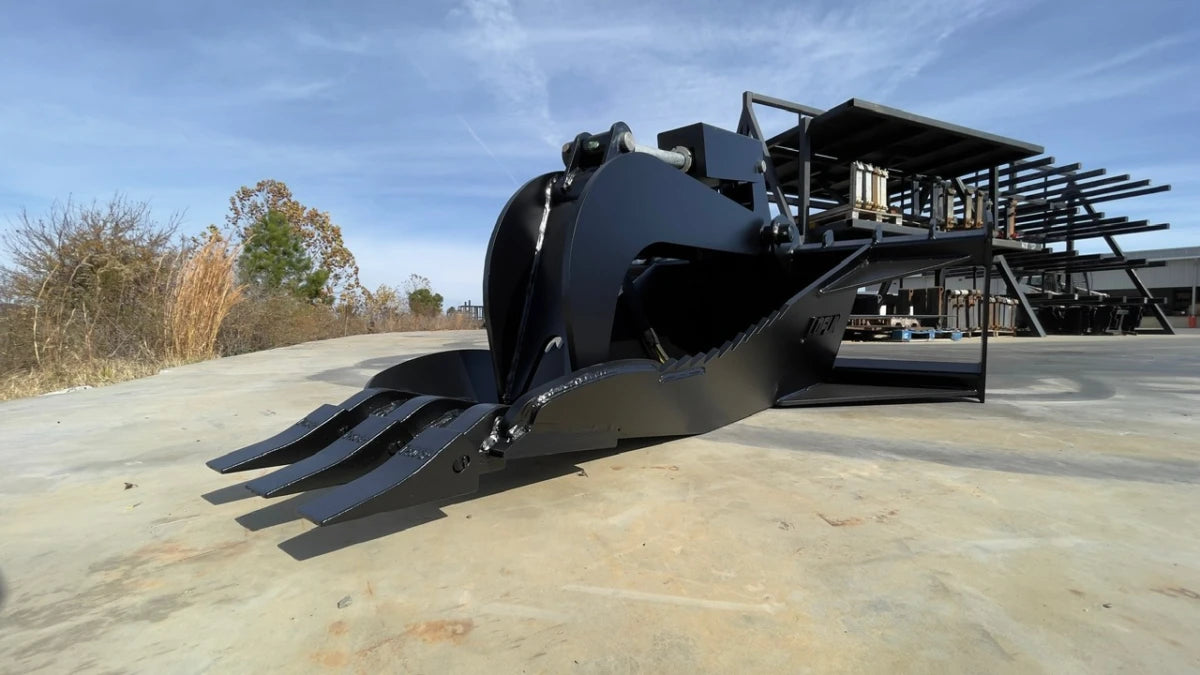Skid Steer Stump Grapple Bucket - Loflin Fabrication