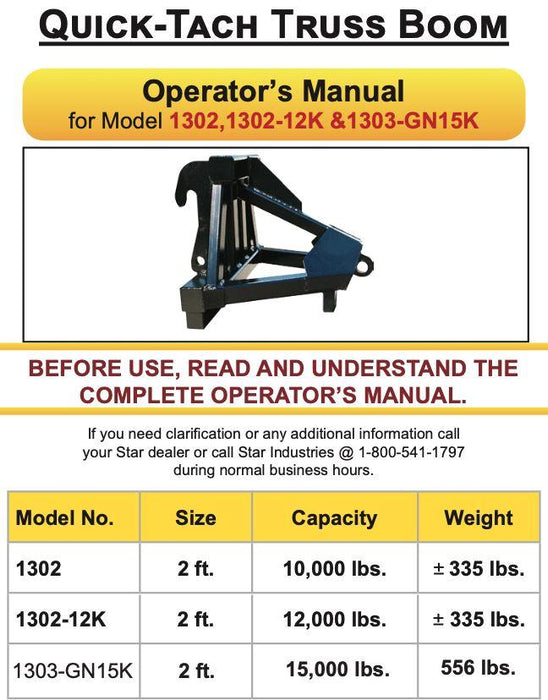 Star Industries Quick-Tach Truss Booms