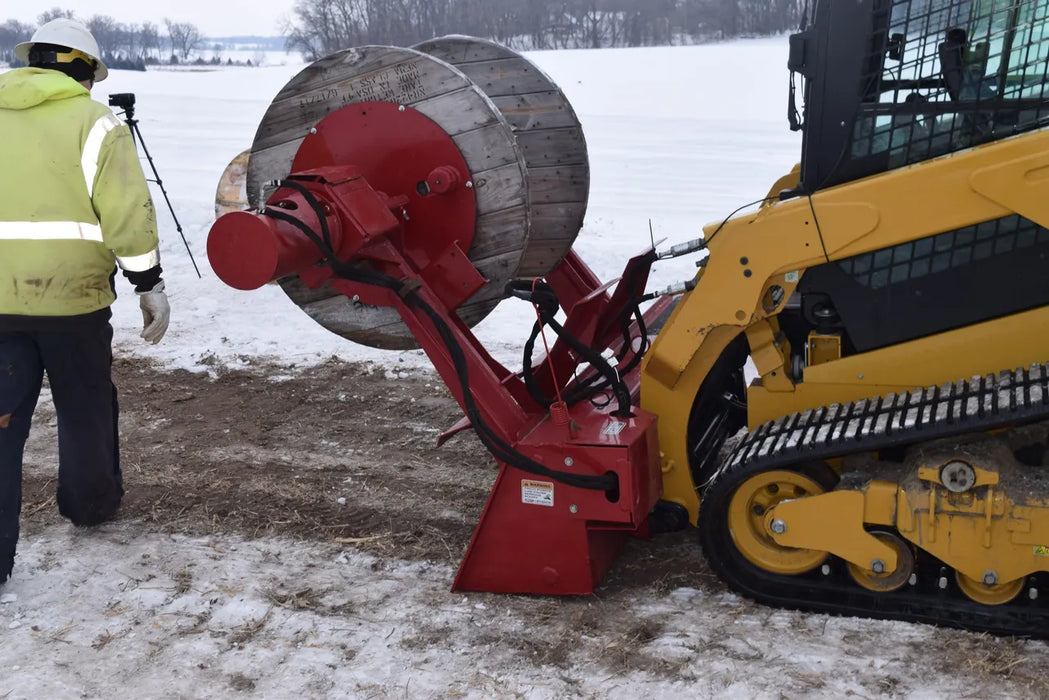 Skid Steer Hydraulic Wire Reel Attachment - EZ Spot UR (Universal Quick Attach)