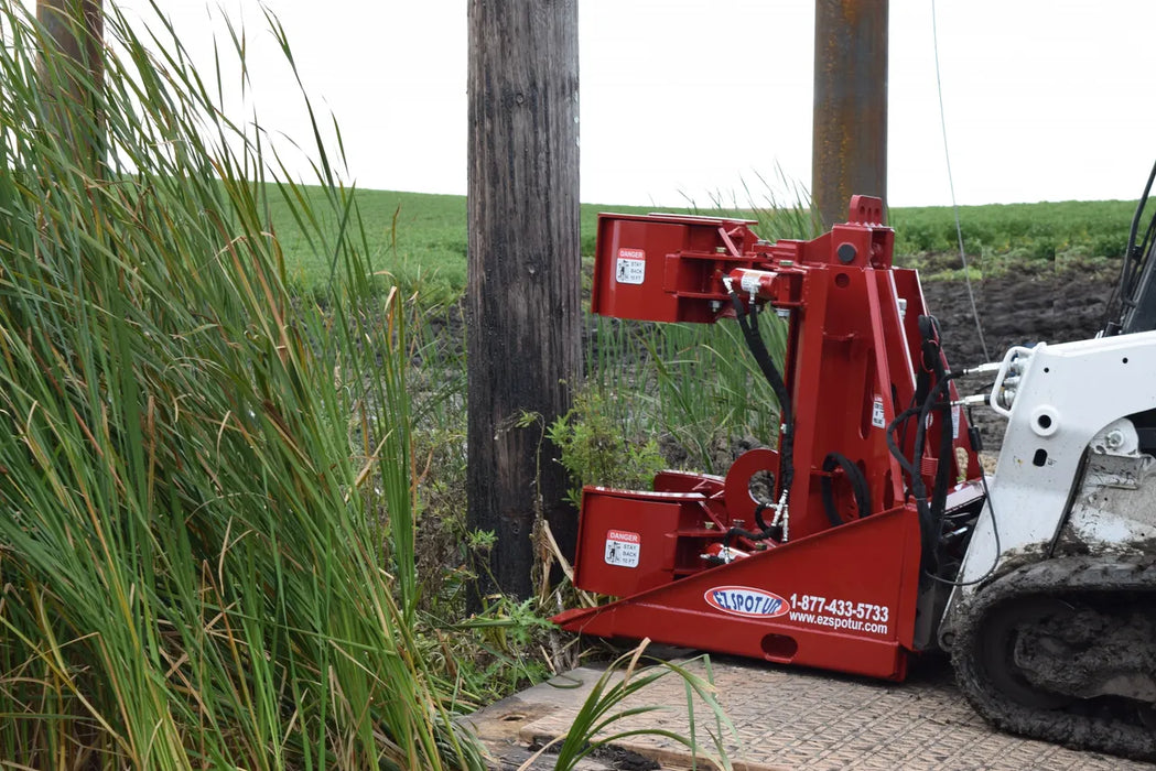 Skid Steer & Compact Track Loader Hydraulic Double Clamp Pole Jack Attachment - EZ Spot UR (Universal Quick Attach)